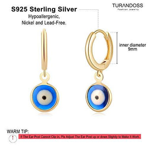 Bule Evil Eye Drop Earrings Huggie Hoop Earrings for Women Girls - Decotree.co Online Shop