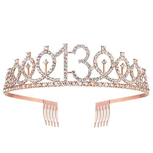 13th Birthday Sash and Crown for Girls, Rose Gold Official Teenager Sash and Tiara for Girls, 13th Birthday Gifts for Happy 13th Birthday Party Favor Supplies - Decotree.co Online Shop