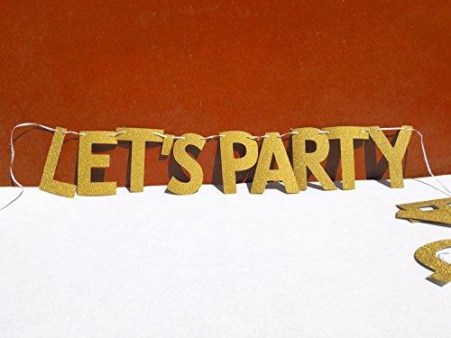 Glitter Gold Alphabet LET'S PARTY Banner for Bachelorette party Decoration - Decotree.co Online Shop