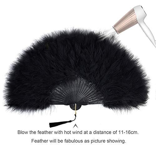 20s Vintage Style Folding Handheld Flapper Marabou Feather Hand Fan for Costume Halloween Dancing Party Tea Party Variety Show - Decotree.co Online Shop