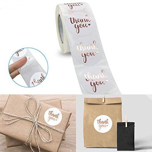 1.5 Inch Thank You Stickers Roll, 500 Pcs Rose Gold Thank You Stickers Lables - Decotree.co Online Shop
