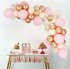 Pink Gold Balloon Garland Kit, Including Chrome Gold, Ivory, Baby Pink & White Gold Confetti Balloons Decorations Backdrop Ideal - Decotree.co Online Shop