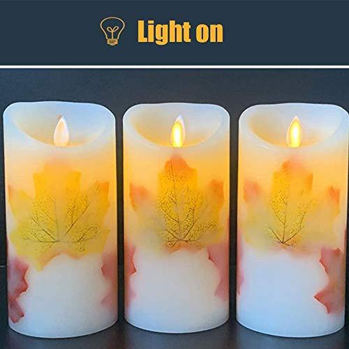 LED Candle Lights, 3 PCS Flameless Candles Light Warm White Battery Operated Electric LED Moving Wick Flickering Maple Leaf Candle Lights - Decotree.co Online Shop