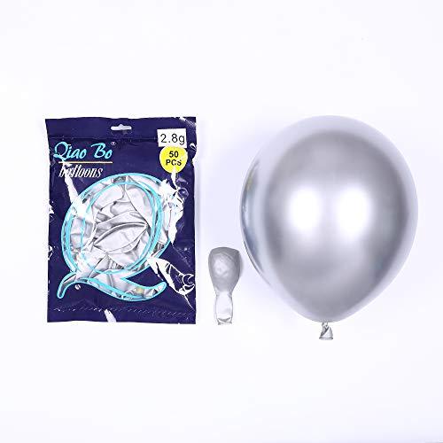 3.2g 12Inch 100pcs Metallic Chrome Balloon in Silver for Wedding Birthday Party Decoration (Silver) - Decotree.co Online Shop