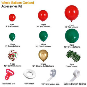 Christmas Balloon Garland Arch kit 115 Pieces with Xmas Red Green Balloon for Christmas Party Decorations - Decotree.co Online Shop