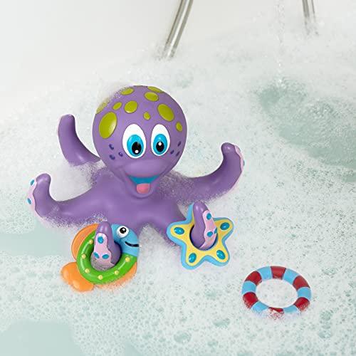 Floating Purple Octopus with 3 Hoopla Rings Interactive Bath Toy - Decotree.co Online Shop