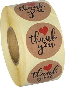 Thank You Stickers | 500 Kraft Stickers for Company Gifts & Birthday Party Favors | Labels & Mailing Supplies - Decotree.co Online Shop