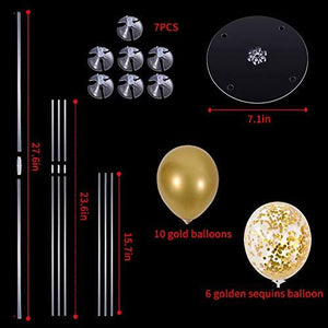 Balloons Stand Kit Table Decorations,2 Set with 14 Sticks, 14 Cups, 2 Base, 16 Gold Balloons for Wedding Graduation 30th 40th 50th birthday - Decotree.co Online Shop