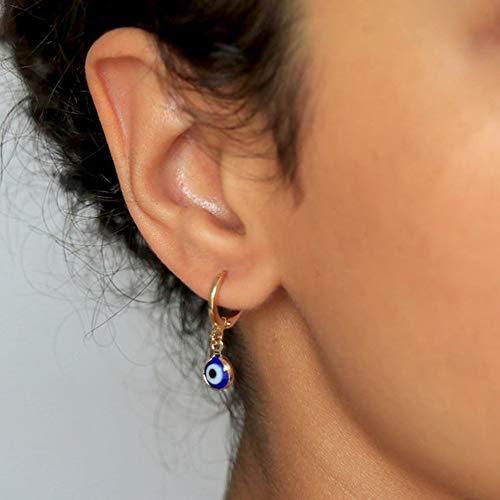Bule Evil Eye Drop Earrings Huggie Hoop Earrings for Women Girls - Decotree.co Online Shop