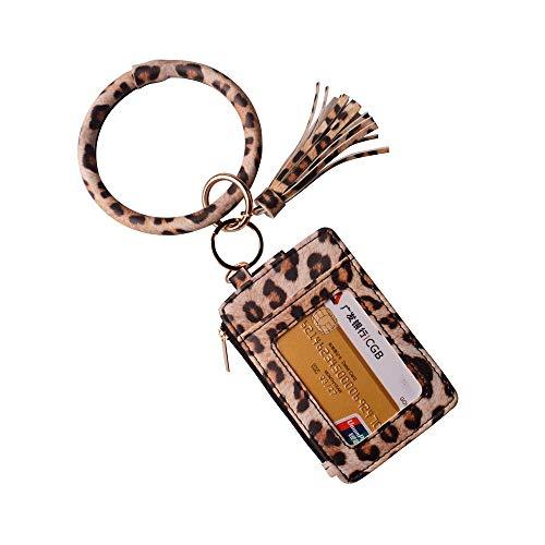 Multifunctional Bangle Key Ring Card Holder PU Leather Round Keychain With Matching Wristlet Walle - Decotree.co Online Shop