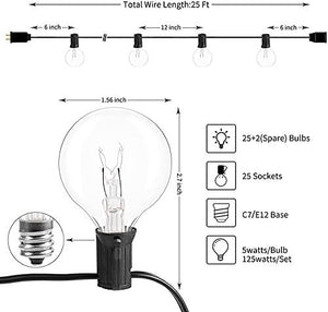Outdoor String Lights 25 Feet G40 Globe Patio Lights with 27 Edison Glass Bulbs - Decotree.co Online Shop