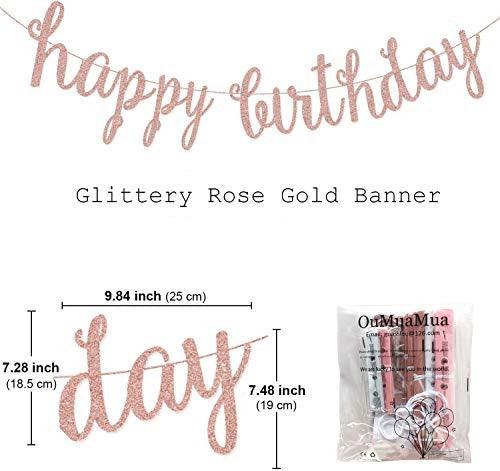 Pink Rose Gold Birthday Party Decorations Set, Rose Gold Glittery Happy Birthday banner, Tissue Paper Pom, Circle Dots Garland - Decotree.co Online Shop