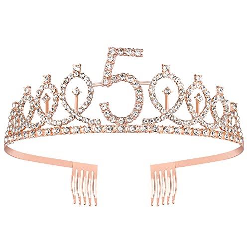5th Birthday Sash and Tiara for Girls, Rose Gold Birthday Sash Crown 5 & Fabulous Sash and Tiara for Girls, 5th Birthday Gifts for Happy 5th Birthday Party Favor Supplies - Decotree.co Online Shop