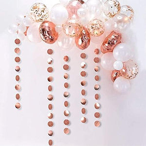 Glitter Rose Gold Circle Dots Garland Party Decorations Paper Polka Dots Hanging Streamer String Bunting Banner Backdrop Background Decor - Decotree.co Online Shop