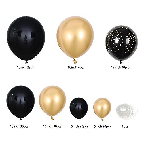 136Pcs DIY Gold and Black Balloons Garland Kits with 18/10/5/Inch Metallic Chrome Balloons for Birthday Party Celebration - Decotree.co Online Shop