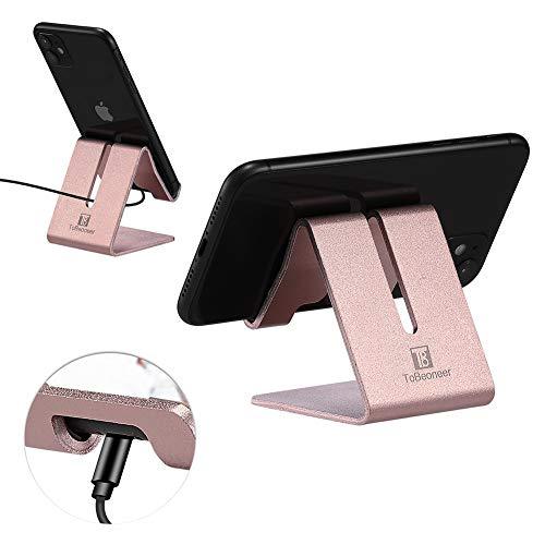 Cell Phone Stand Holder - Aluminum Desktop Solid Portable Universal Desk Stand Compatible with All Mobile Smart Phone Huawei iPhone X 8 7 6 Plus 5 Ipad Mini Tablet Office Decor (Rose Gold) - Decotree.co Online Shop
