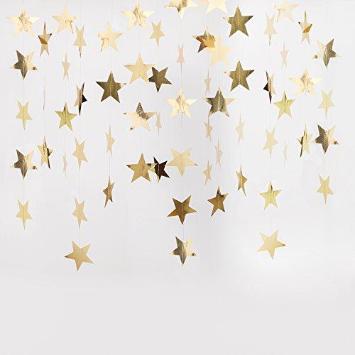 Reflective Star Paper Garland Gold Sparkling Star Bunting Banner for Christmas Decoration - Decotree.co Online Shop
