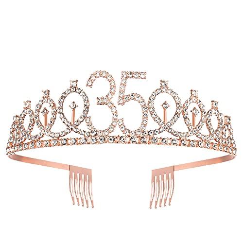 35th Birthday Sash and Tiara for Women, Rose Gold Birthday Sash Crown 35 & Fabulous Sash and Tiara for Women - Decotree.co Online Shop