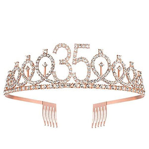 35th Birthday Sash and Tiara for Women, Rose Gold Birthday Sash Crown 35 & Fabulous Sash and Tiara for Women - Decotree.co Online Shop