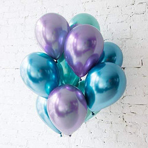 3.2g 12Inch 90pcs Metallic Chrome Balloon in Blue Green and Purple for Wedding Birthday Party Decoration (Blue Green Purple) - Decotree.co Online Shop