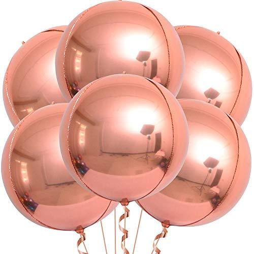 Big, Rose Gold Foil Balloon - Pack of 6 | Rose Gold Metallic Balloon for Rose Gold Party Decorations | 4D Sphere Rose Gold Balloons | 360 Degree Rose Gold Mylar Balloons for Birthday, Bachelorette - Decotree.co Online Shop