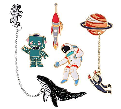 Cute Enamel Lapel Pin Set, 6pcs Cartoon Brooch Pin Badges for Clothes Bags Backpacks - Decotree.co Online Shop