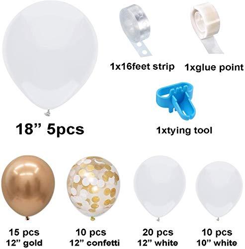 White and Gold Balloon Garland Kit, 60PCS Balloon Garland Including White, Chrome Gold & Confetti Balloons Decorations - Decotree.co Online Shop