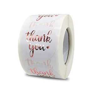 1.5 Inch Thank You Stickers Roll, 500 Pcs Rose Gold Thank You Stickers Lables - Decotree.co Online Shop