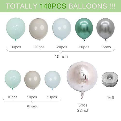 148Pcs Balloon Garland Kit Green Silver Blue Chrome Metallic Macaron Balloon Arch - Decotree.co Online Shop