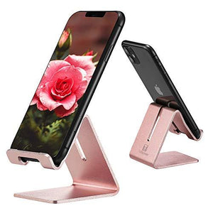 Cell Phone Stand Holder - Aluminum Desktop Solid Portable Universal Desk Stand Compatible with All Mobile Smart Phone Huawei iPhone X 8 7 6 Plus 5 Ipad Mini Tablet Office Decor (Rose Gold) - Decotree.co Online Shop