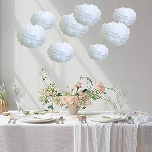 White Tissue Paper Pom Poms Flowers Party Decorations 12" 10" 8" 6" Pack of 12 - Decotree.co Online Shop