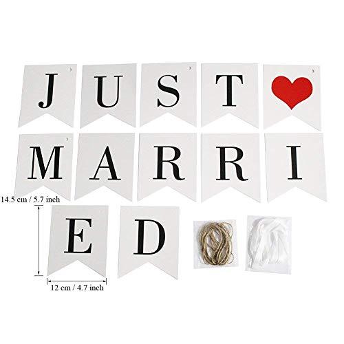 Vintage White Just Married Banner Wedding Bunting Photo Booth Props Signs Garland Bridal Shower Decoration - Decotree.co Online Shop