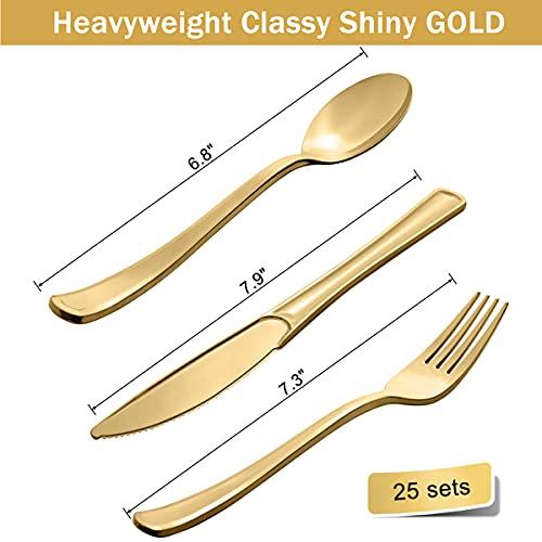 Black and Gold Party Supplies 175 Pieces Golden Dot Disposable Party Dinnerware - Black Paper Plates Napkins Cups, Gold Plastic Forks Knives Spoons for Graduation, Birthday, Cocktail Party - Decotree.co Online Shop