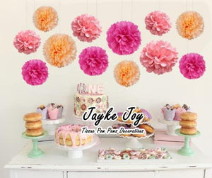 12 Pcs Paper Pom Poms Kit, Tissue Paper Flowers for Birthday, Wedding, Bachelorette, Baby Shower, Girl Nursery Decoration (Pink Mix) - Decotree.co Online Shop