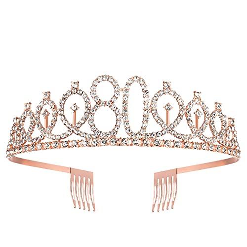 80th Birthday Sash and Tiara for Women, Rose Gold Birthday Sash Crown 80 & Fabulous Sash and Tiara for Women, 80th Birthday Gifts for Happy 80th Birthday Party Favor Supplies - Decotree.co Online Shop