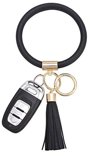 Upgraded Black Key Ring Bracelets, Large Circle Leather Bracelet Holder - Decotree.co Online Shop