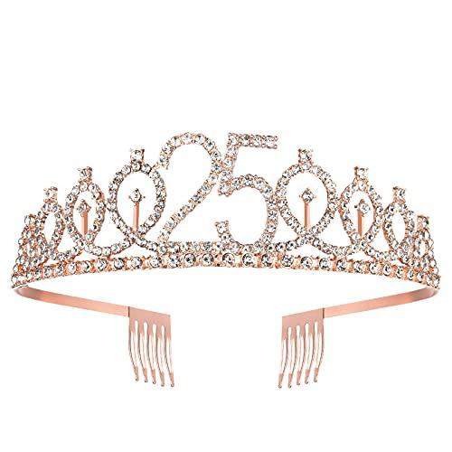 25th Birthday Sash and Tiara for Women, Rose Gold Birthday Sash Crown 25 & Fabulous Sash and Tiara for Women - Decotree.co Online Shop