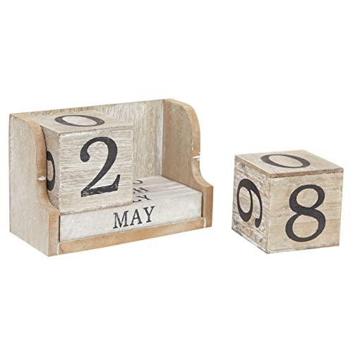Wooden Date Block Perpetual Calendar for Desk, Office, Teachers, Decor (5 x 4 inch) - Decotree.co Online Shop