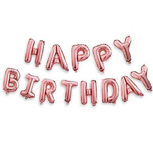Happy Birthday Banner (3D Rose Lettering) Mylar Foil Letters | Inflatable Party Decor and Event Decorations for Kids and Adults | Reusable, Ecofriendly Fun - Decotree.co Online Shop