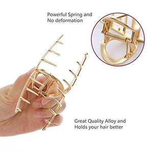 6 Pack Large Metal Hair Claw Clips - 4 Inch Nonslip Big Nonslip gold hair clamps ,Perfect Jaw hair clamps for Women and Thinner, Thick hair styling, Strong Hold Hair - Decotree.co Online Shop