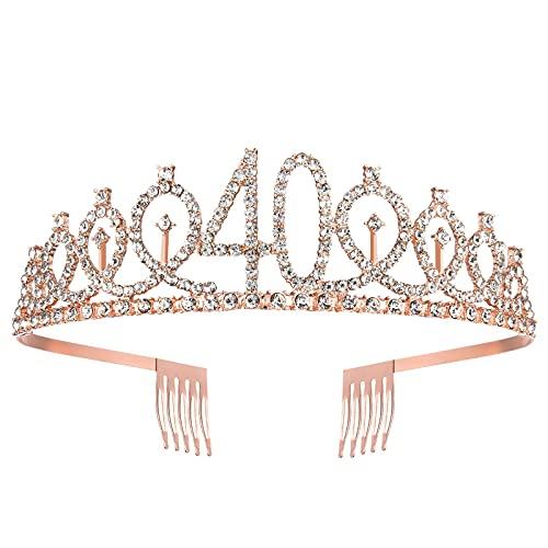 40th Birthday Sash and Tiara for Women, Rose Gold Birthday Sash Crown 40 & Fabulous Sash and Tiara for Women, 40th Birthday Gifts for Happy 40th Birthday Party Favor Supplies - Decotree.co Online Shop