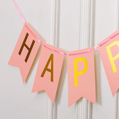 Birthday Decorations, Pink and Golden Premium Quality Happy Birthday Banners with Golden Sparkle Shimmering Letters - Decotree.co Online Shop