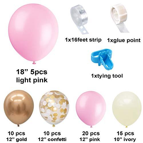 Pink Gold Balloon Garland Kit, Including Chrome Gold, Ivory, Baby Pink & White Gold Confetti Balloons Decorations Backdrop Ideal - Decotree.co Online Shop