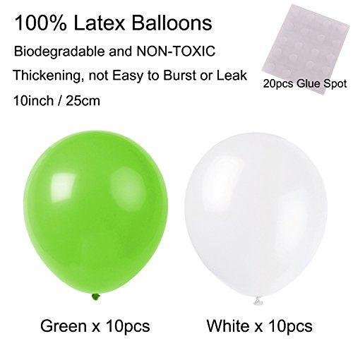 Birthday Party Decoration, Happy Birthday Banner Bunting with 4 Paper Fans Tissue 6 Paper Pom Poms Flower 10 Hanging Swirl and 20 Balloon for Birthday Party Decorations -Green and White - Decotree.co Online Shop