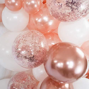 Balloon Arch Kit Rose Gold Balloon Garland | Rose Gold Crushed Confetti, White, Rose Gold Chrome Premium Balloons + Accessories - Decotree.co Online Shop