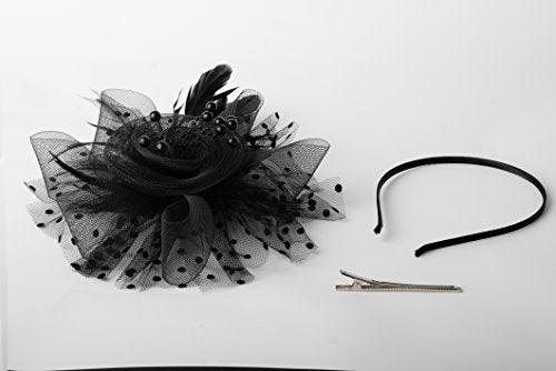 Fascinators Hat for Women Tea Party Headband Kentucky Derby Wedding Cocktail Flower Mesh Feathers Hair Clip - Decotree.co Online Shop