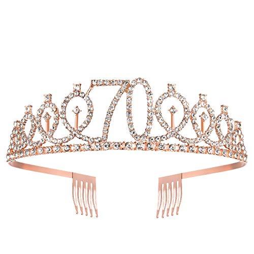 70th Birthday Sash and Tiara for Women, Rose Gold Birthday Sash Crown 70 & Fabulous Sash and Tiara for Women, 70th Birthday Gifts for Happy 70th Birthday Party Favor Supplies - Decotree.co Online Shop