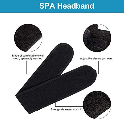 Spa Facial Headband Whaline Head Wrap Terry Cloth Headband 4 Counts Stretch Towel for Bath, Makeup and Sport (Black) - Decotree.co Online Shop