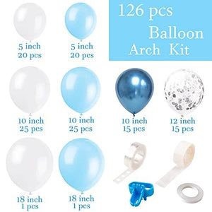 126 Pieces/PCS Metallic Blue White and Silver Confetti Latex Balloons for Baby Shower Birthday Wedding - Decotree.co Online Shop