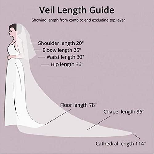 Gorgeous Wedding Lace Veil Floral Long Cathedral Veils for Brides Soft Tulle Bridal Veils with Comb 118" (Ivory) - Decotree.co Online Shop
